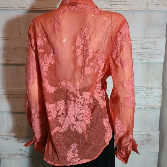 Womens see-through shirt orange xl @9 - Picture 6 of 7